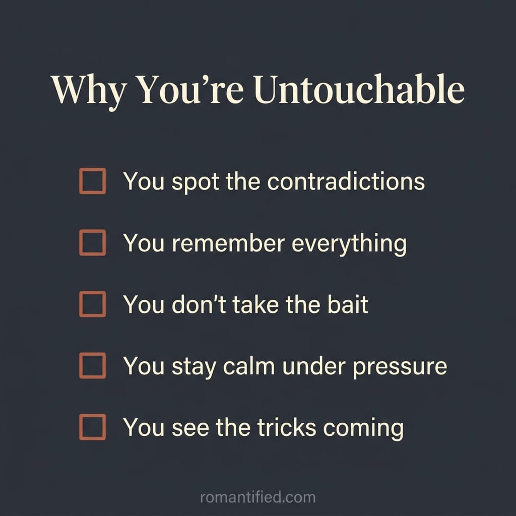 Infographic checklist of the traits that make you impossible for a narcissist to manipulate