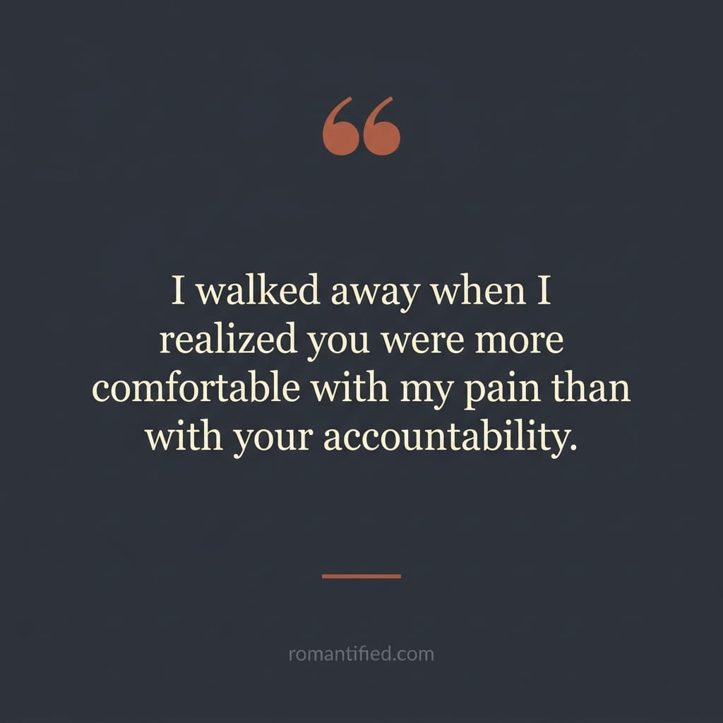 Quote card about walking away from someone comfortable with your pain