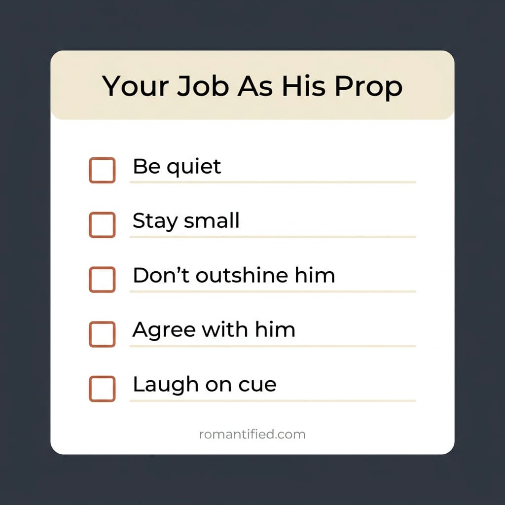 A checklist card of the quiet rules imposed on you at his work event
