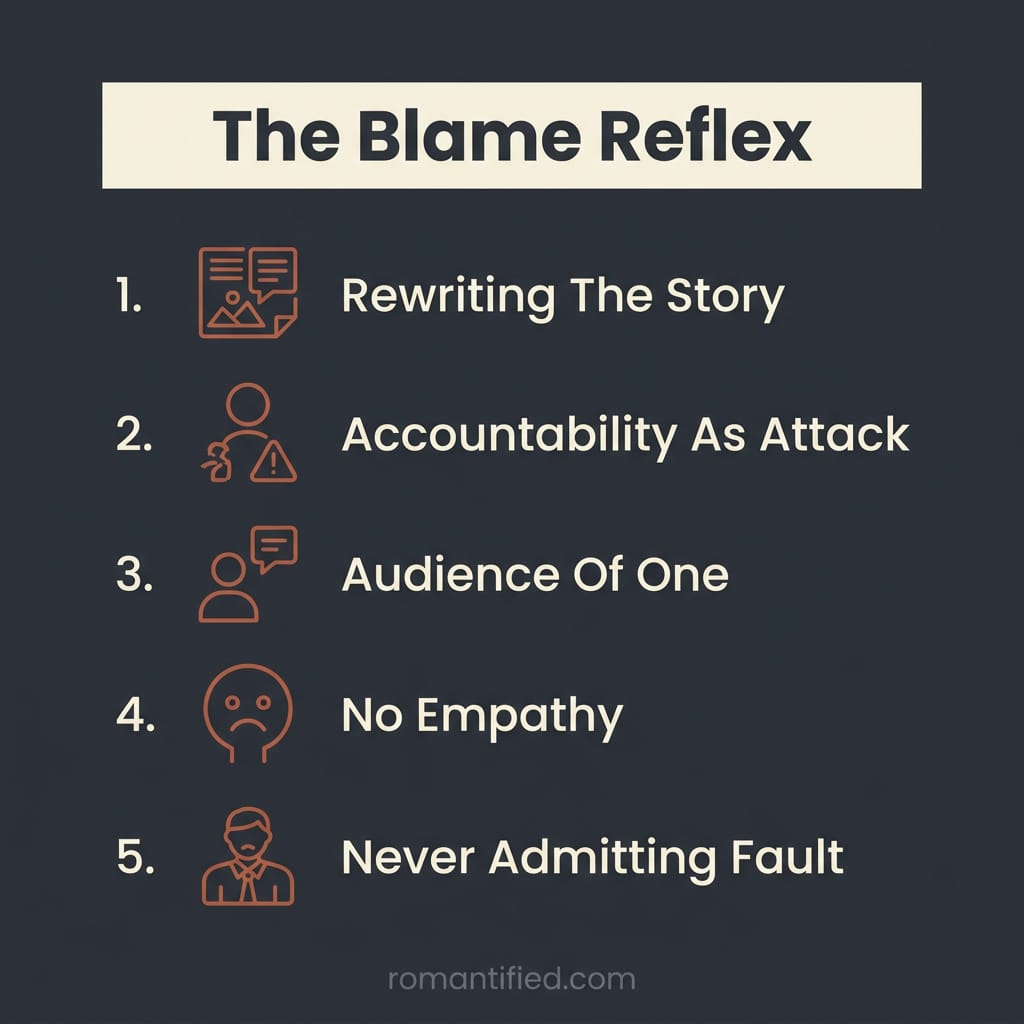 Overview of five reasons narcissists blame everyone but themselves