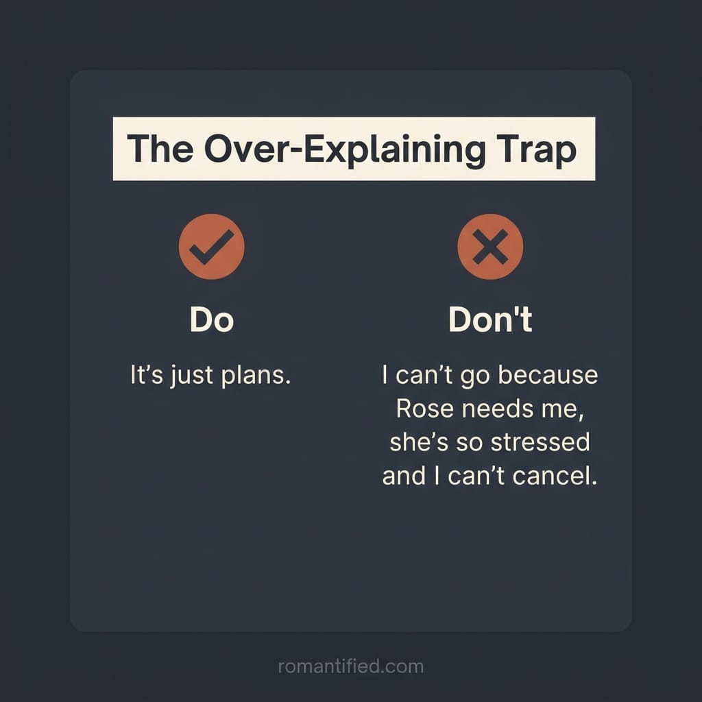 A do and don't card contrasting a short answer with an over-explained one