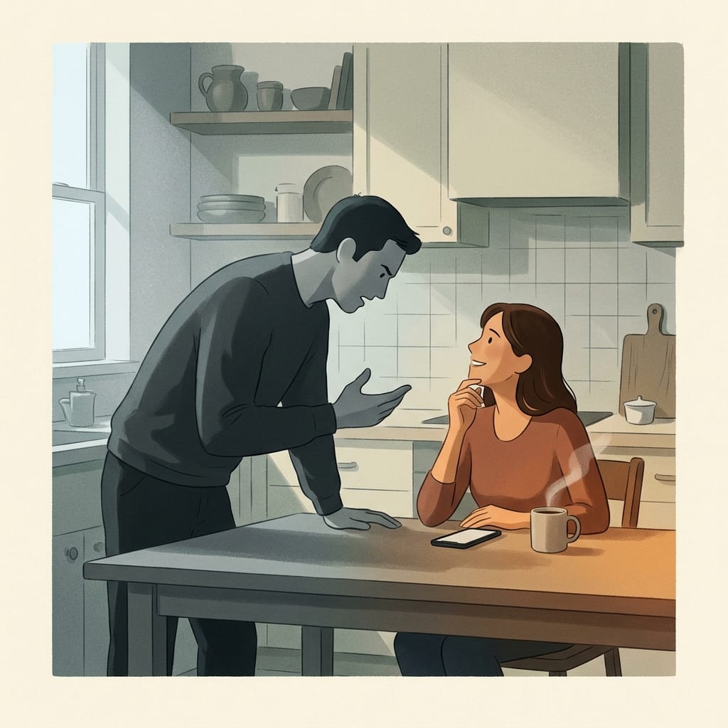 a tense argument over breakfast