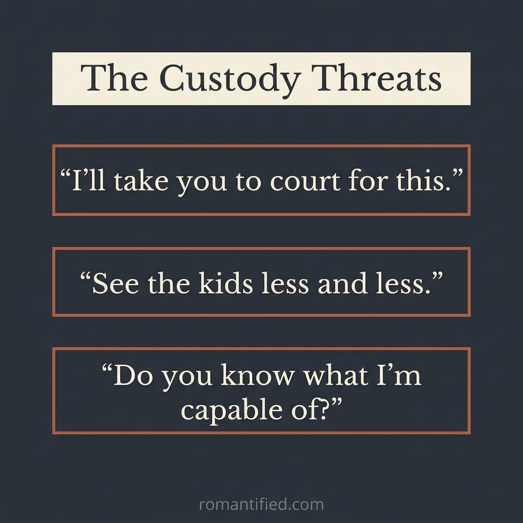 A grid of custody threats a narcissist makes