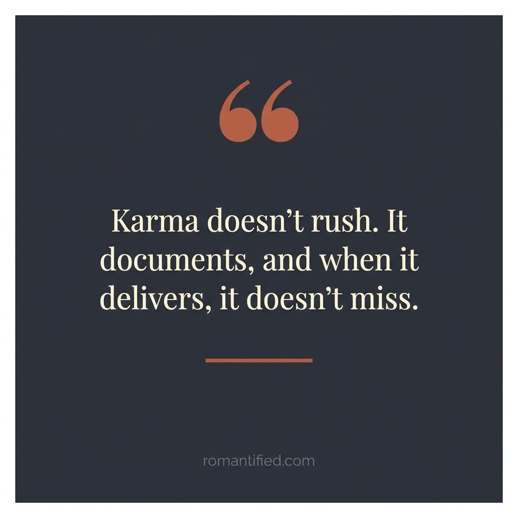 Karma doesn't rush. It documents, and when it delivers, it doesn't miss