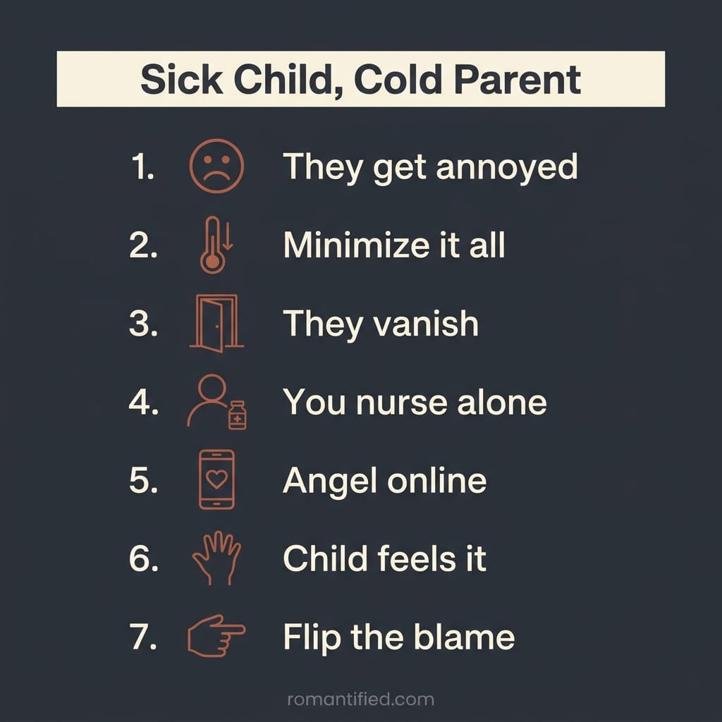 how a narcissist acts when their child is sick