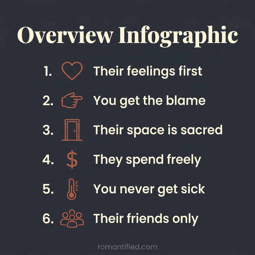 Overview of eight things a narcissist is allowed to do that you are not, shown as numbered icons