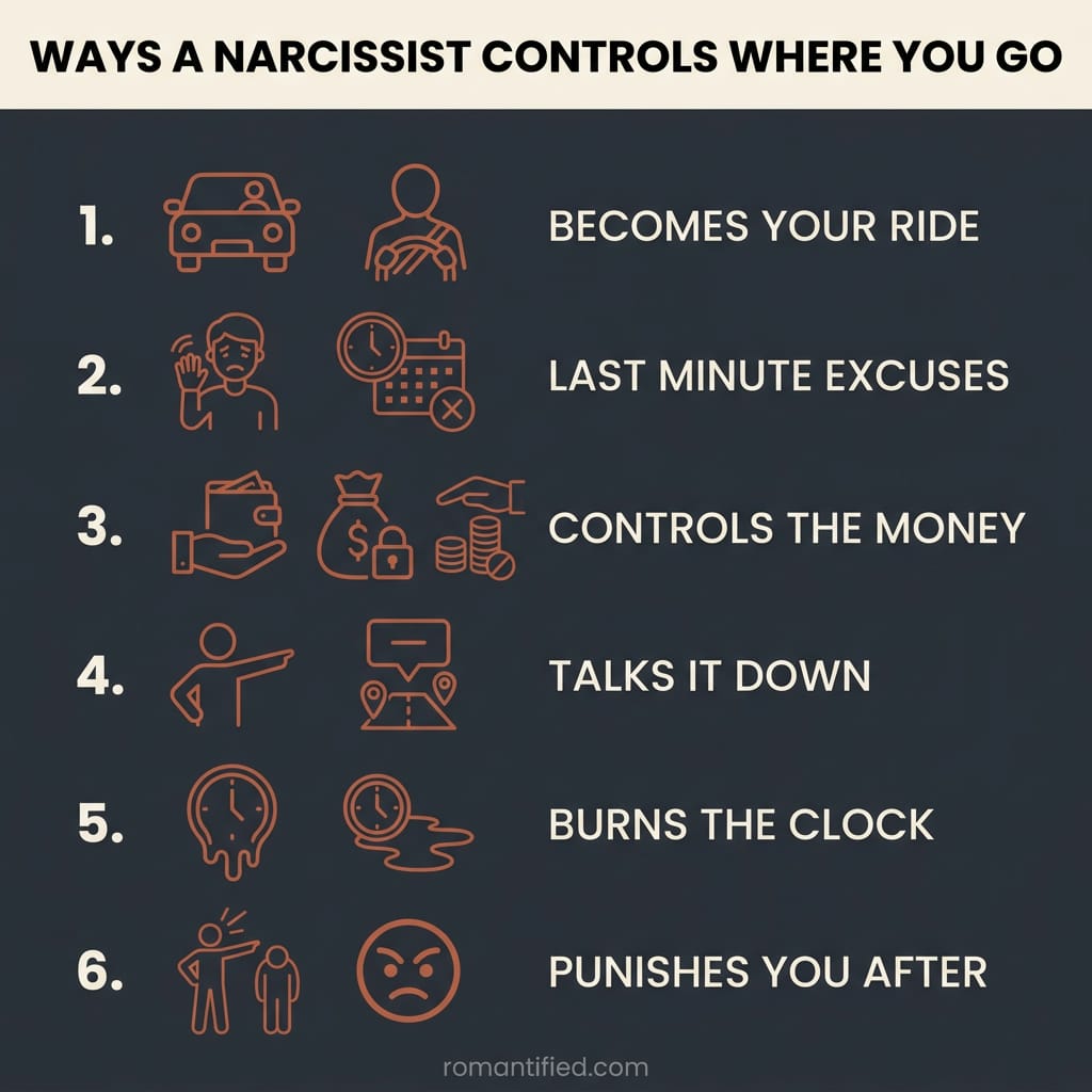 The ways a narcissist controls how you get around