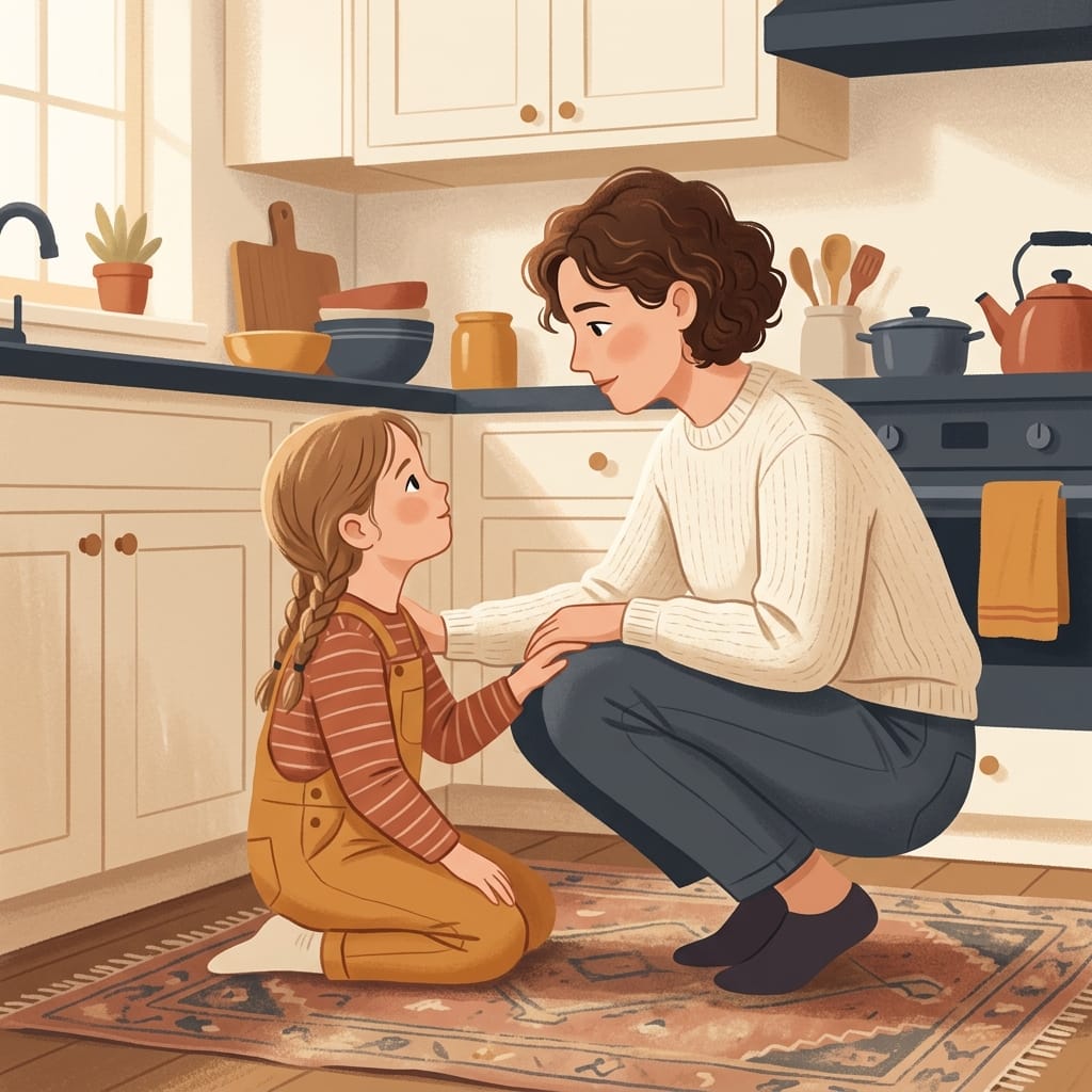 A warm moment of a child being truly seen and reassured