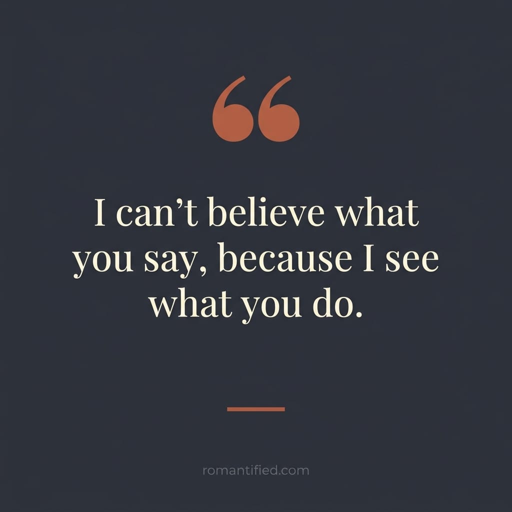 Quote card about actions revealing the truth