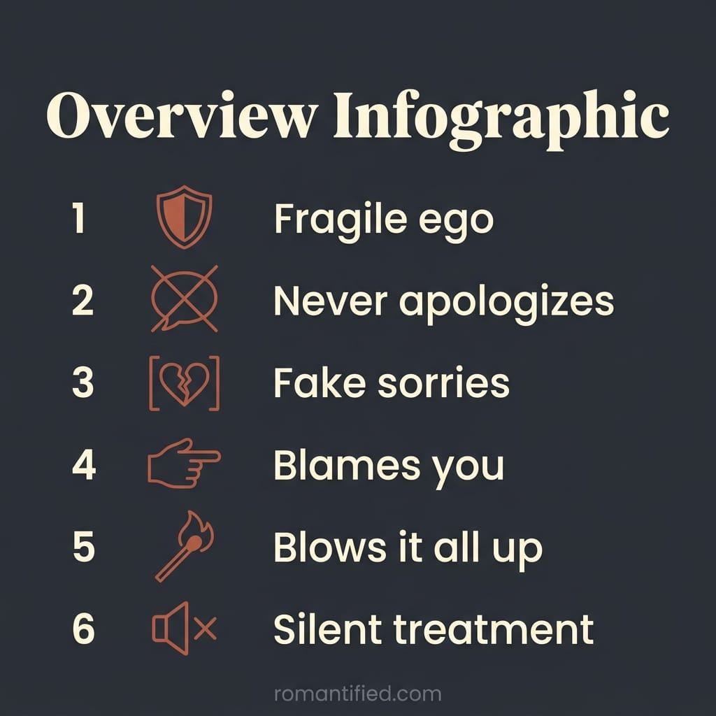 Overview of why a narcissist would rather lose you than admit they were wrong, shown as icons