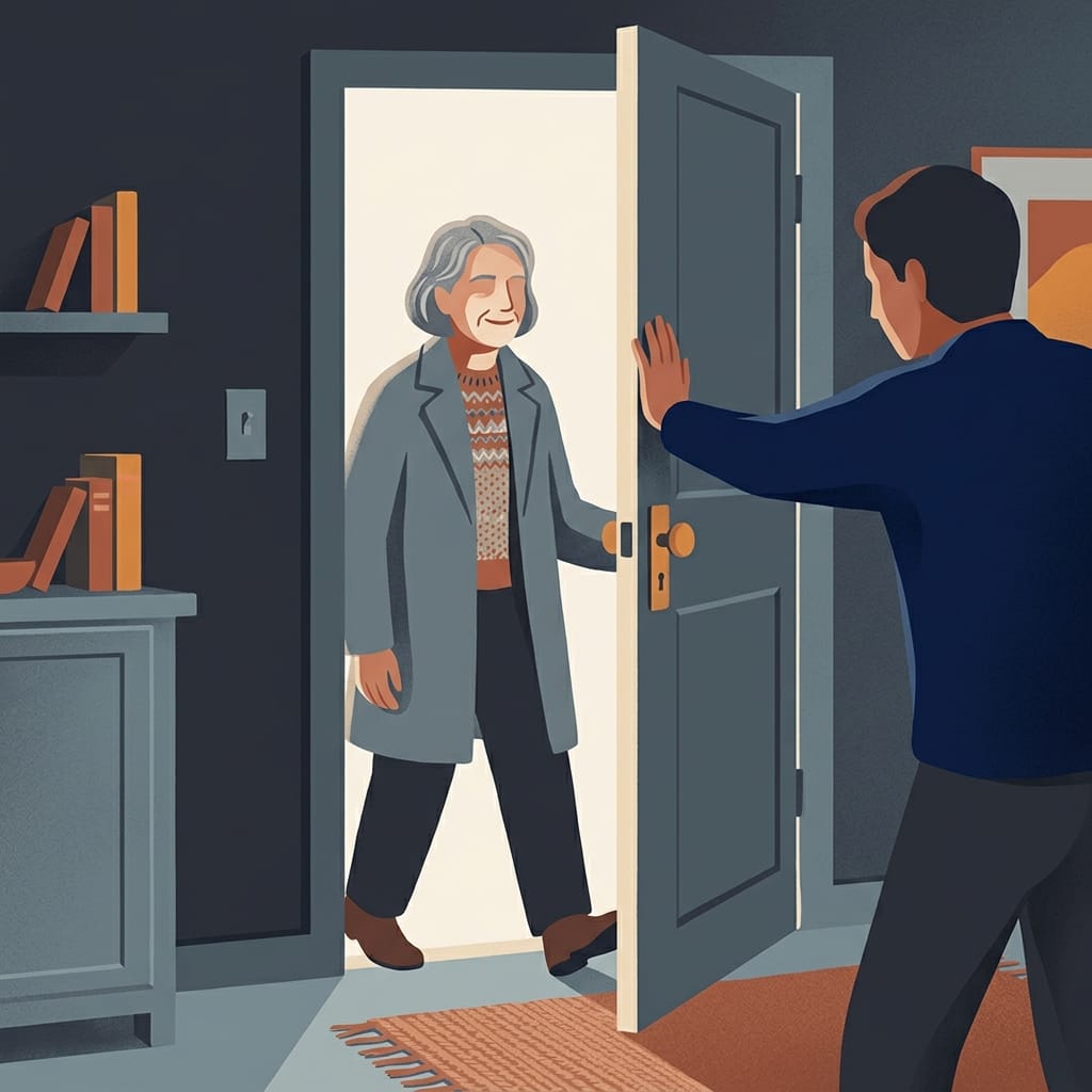 An aging narcissist trying to ease back through a door held firm