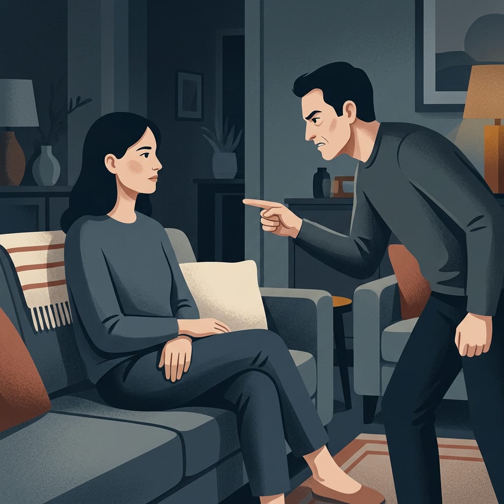 A narcissist escalating while the person stays calm