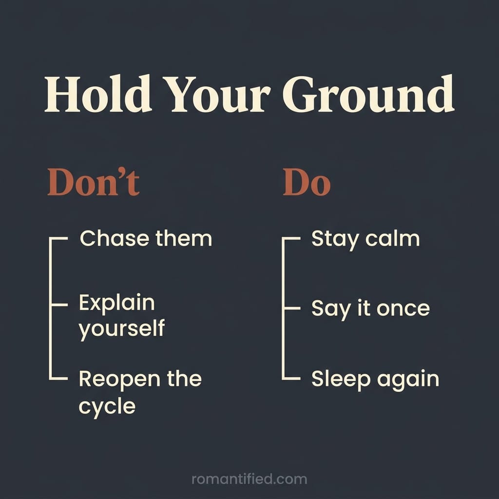 Infographic listing what not to do and what to do when holding your ground.