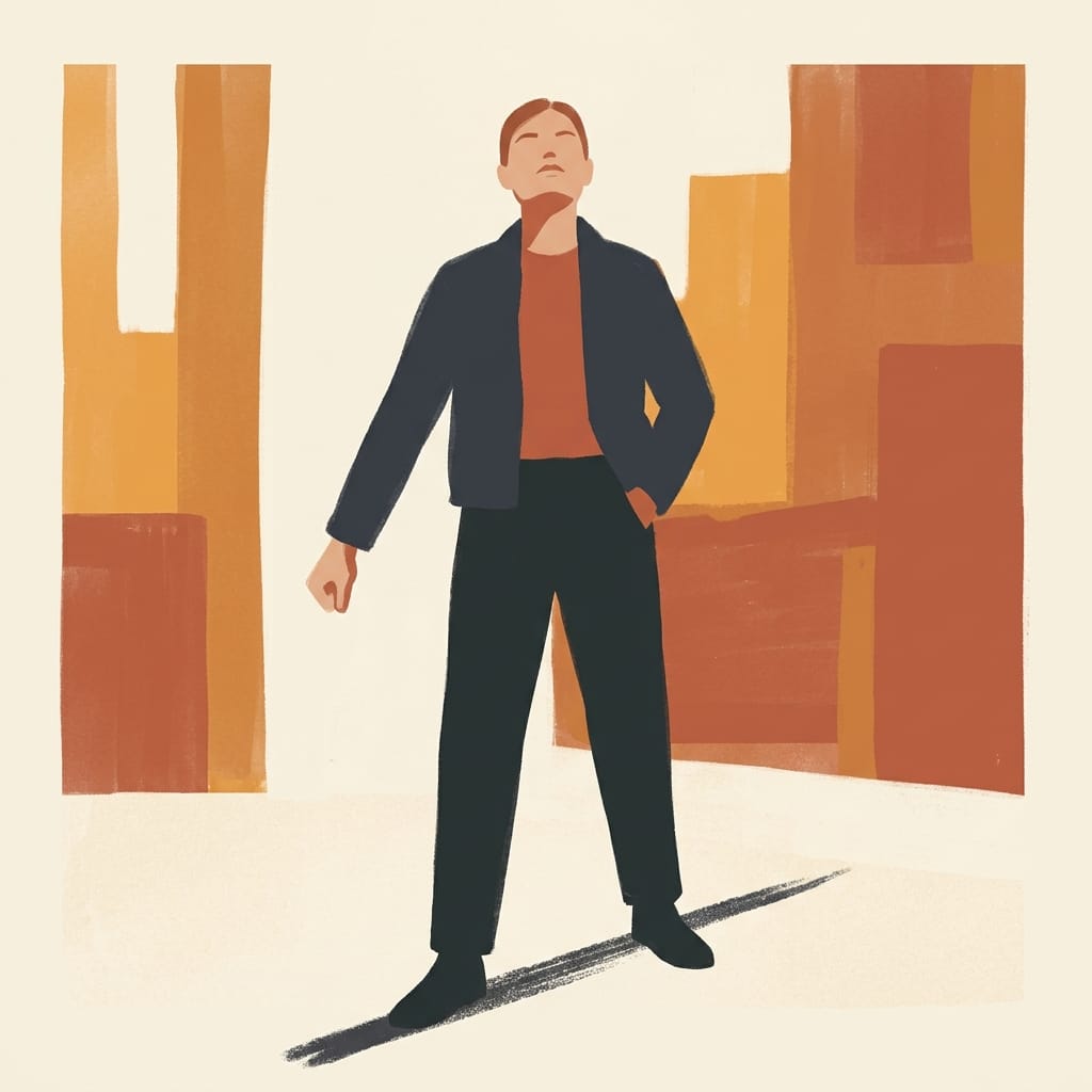 A person standing tall as they draw a hard line