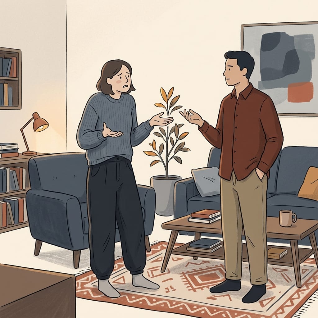 A partner lost and off-balance as the narcissist shifts the topic