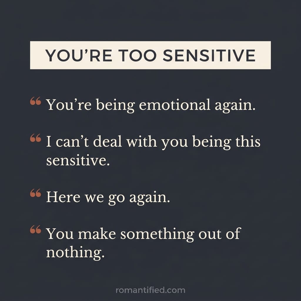 Quote grid of lines used to call you too sensitive