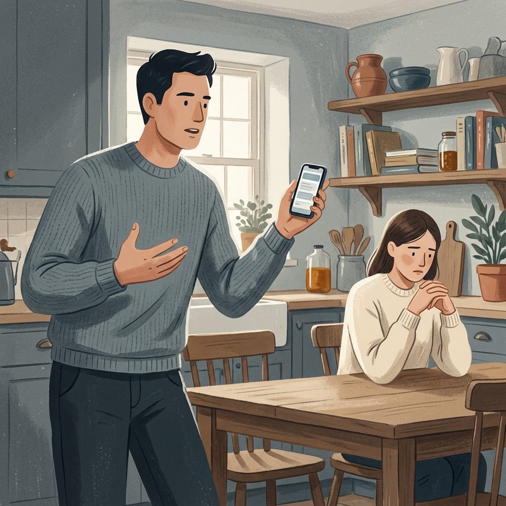 A narcissist citing unseen allies while the partner sits isolated