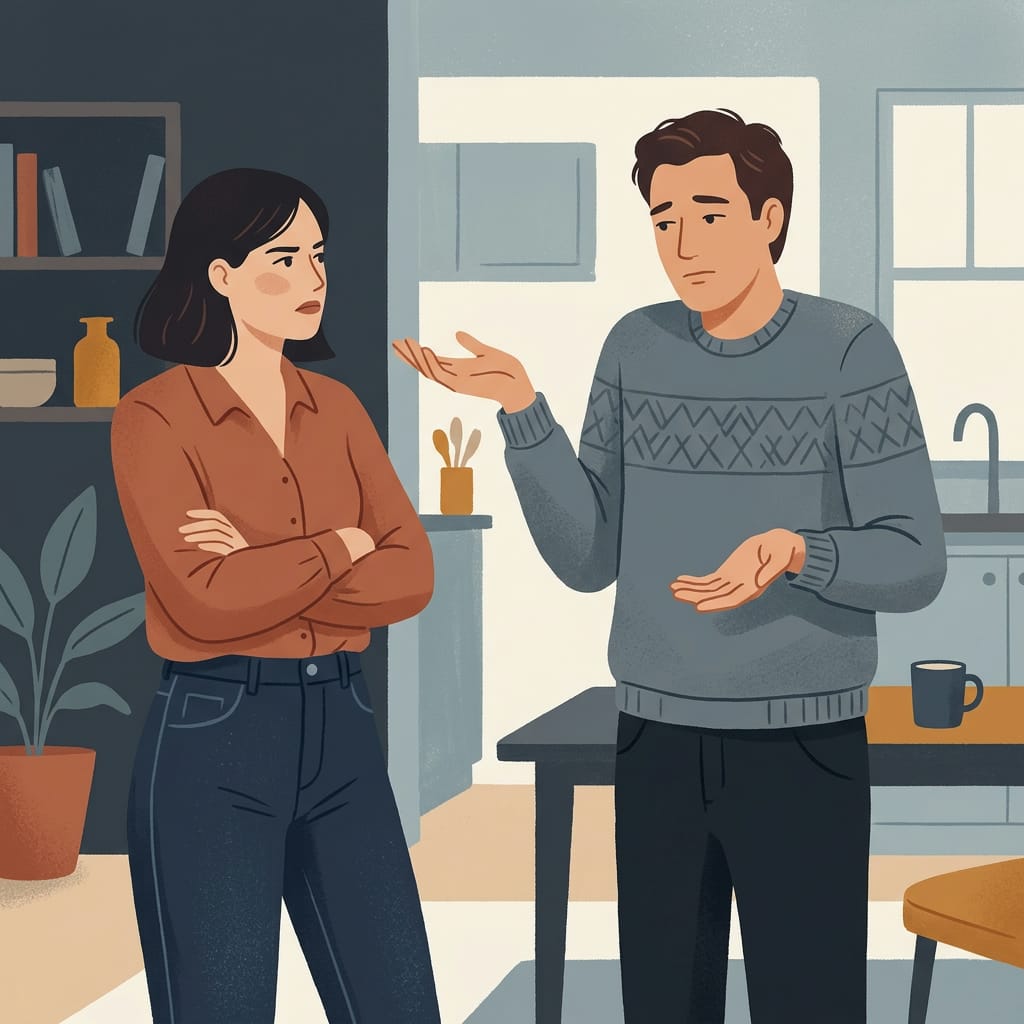 A narcissist offering a dismissive half-apology with a shrug
