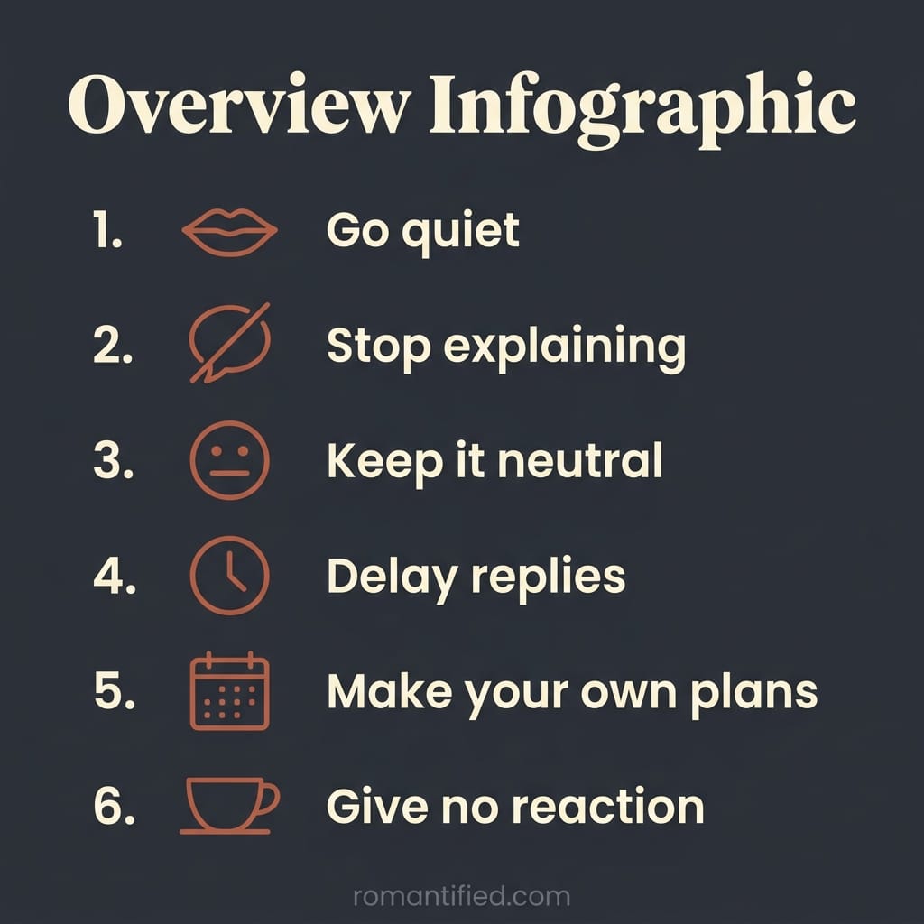 Overview of how to show a narcissist there is nothing left to take, shown as steps