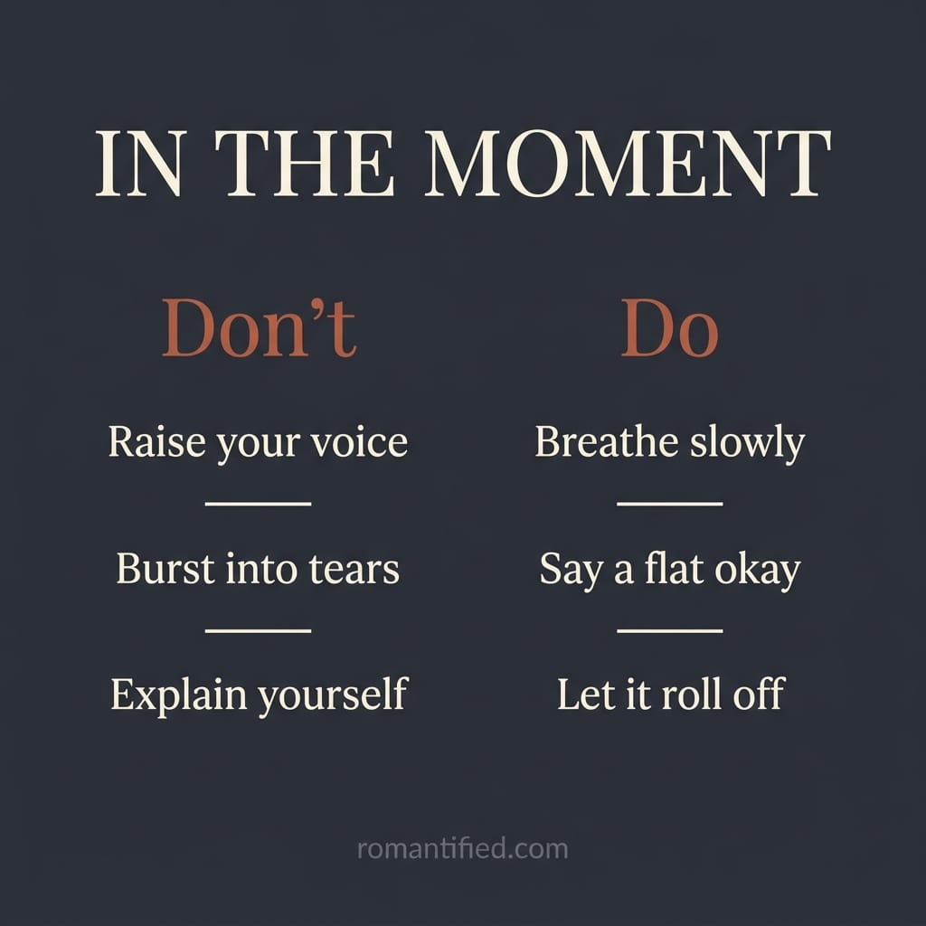 Checklist of calm responses that give the narcissist nothing to feed on