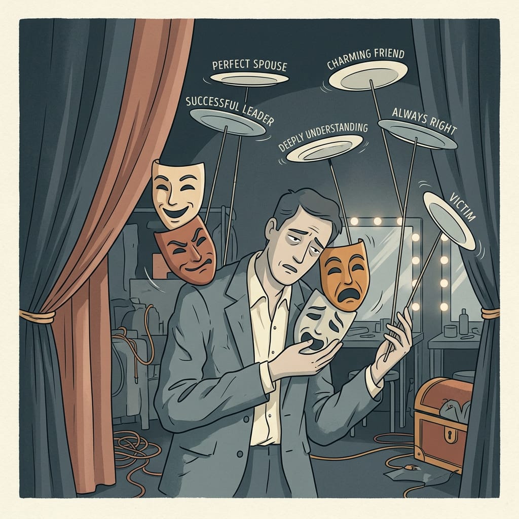 a narcissist worn out by keeping up the act