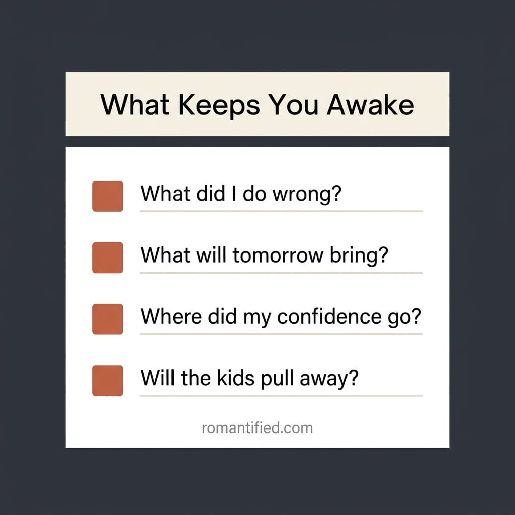 A checklist card of the thoughts that keep you awake at night