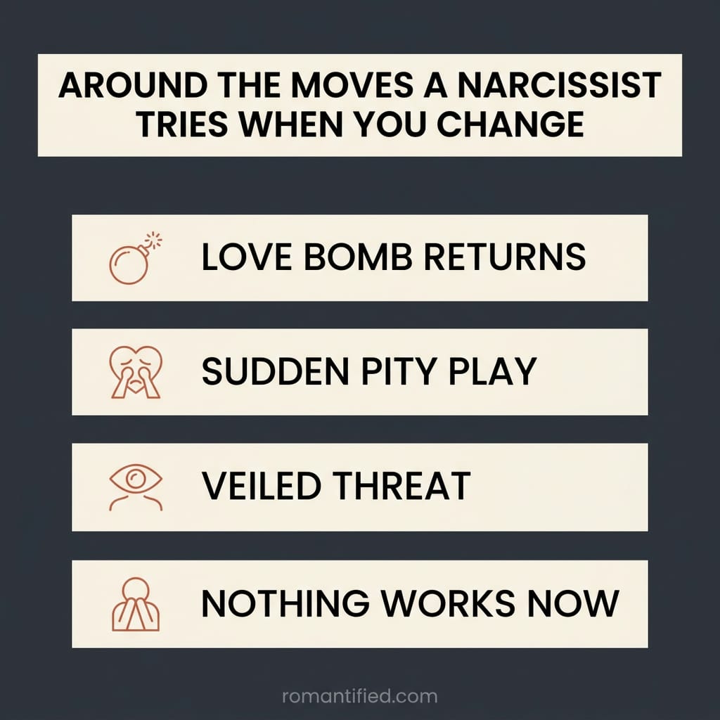 The moves a narcissist tries when you change