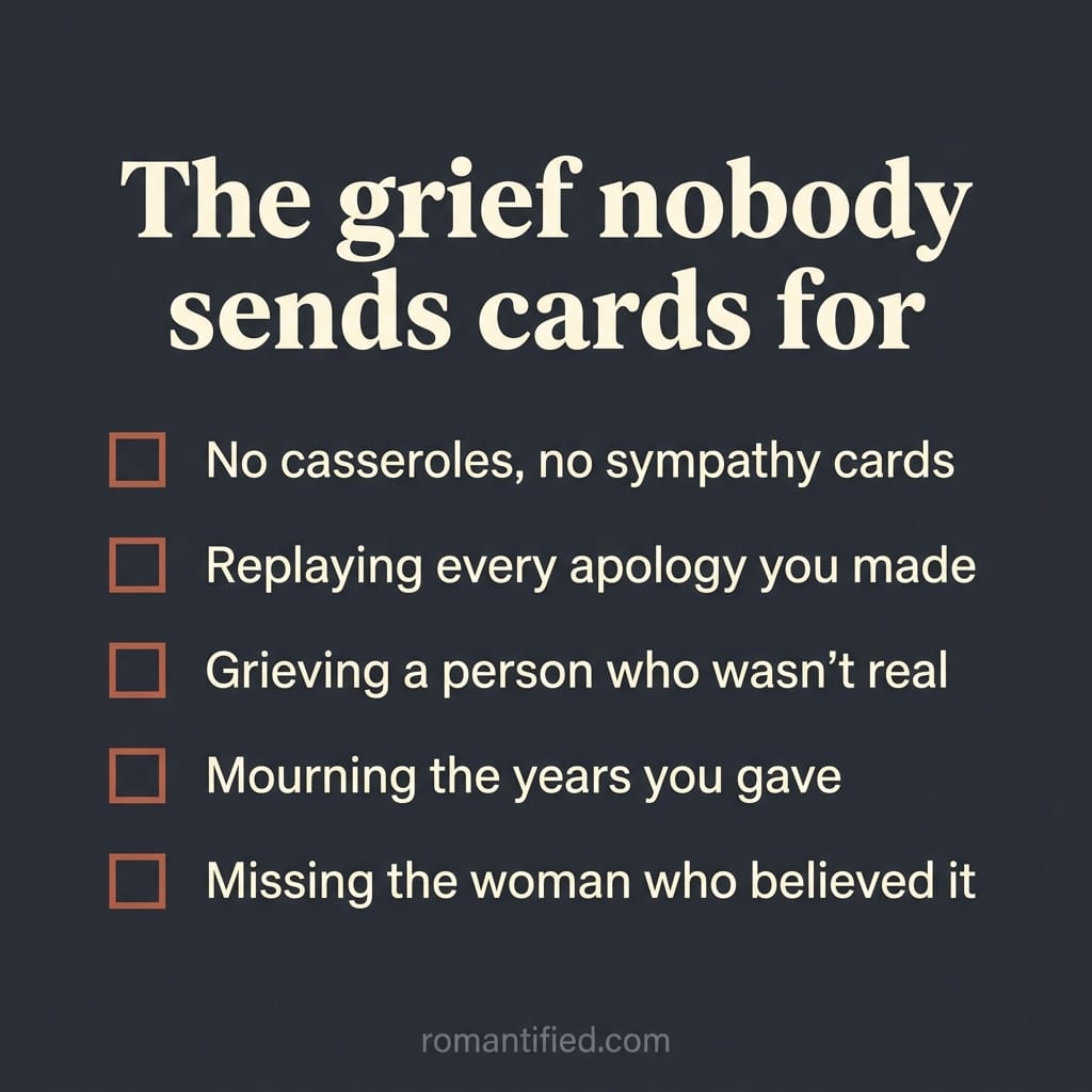 Detail infographic checklist of the hidden grief of discovering a marriage was a lie