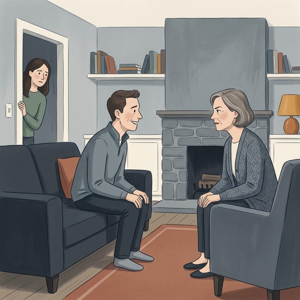 Partner watching the narcissist shrink before his mother