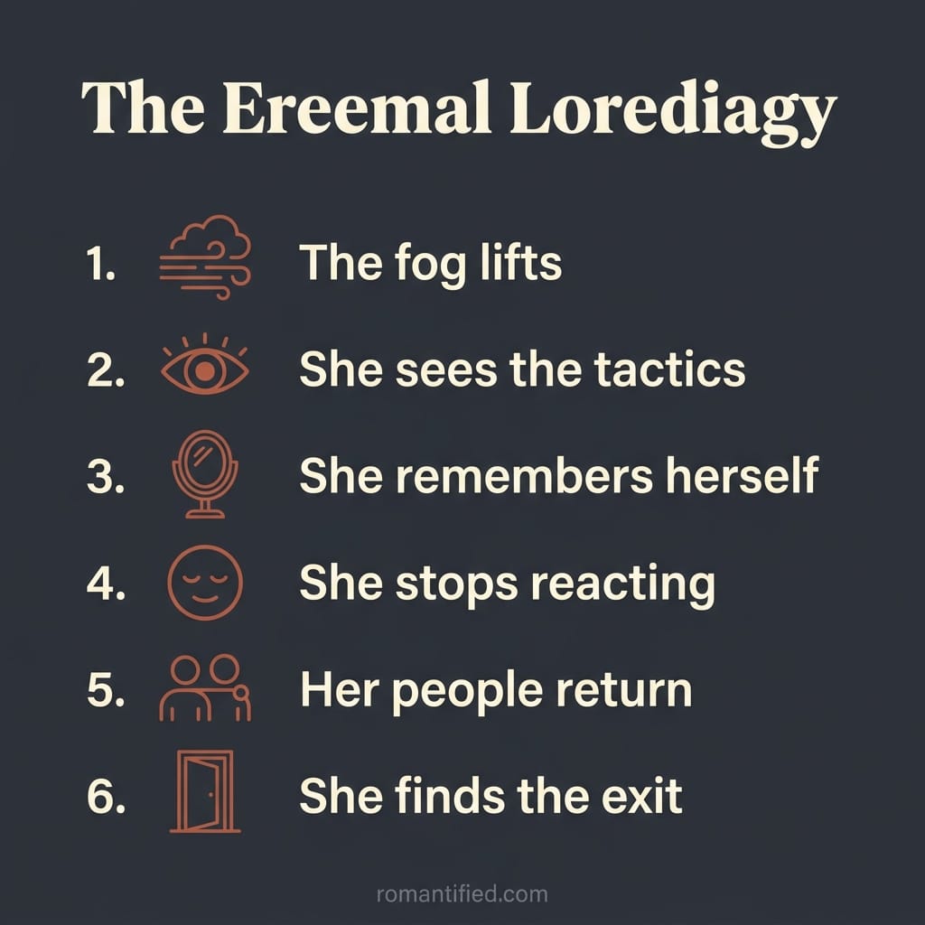 Overview infographic of why the wife he stopped noticing becomes dangerous, small icons with short labels