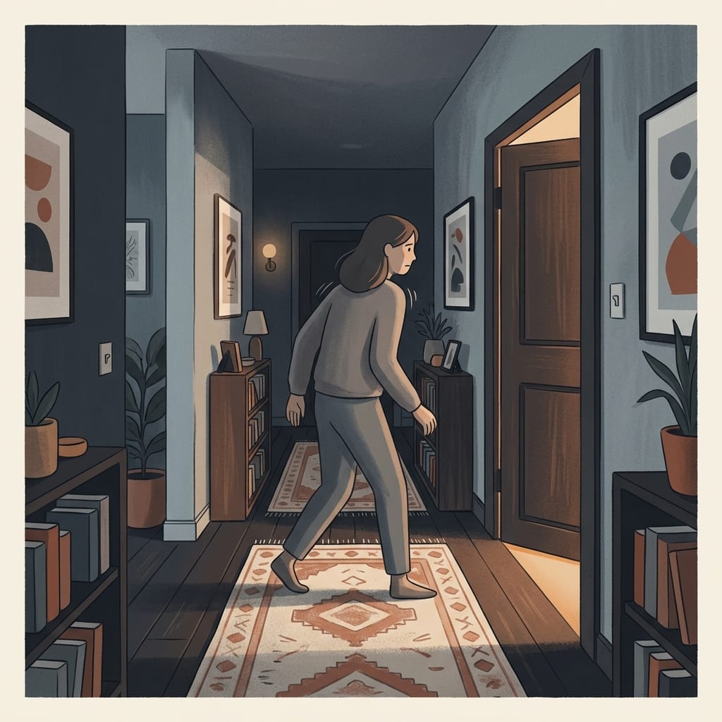 A wife moves carefully around the house, bracing for her husband's mood