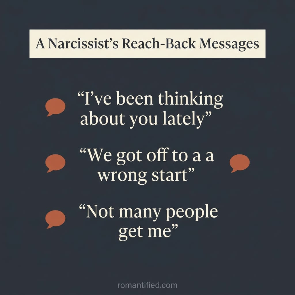 The messages a narcissist sends trying to win someone back