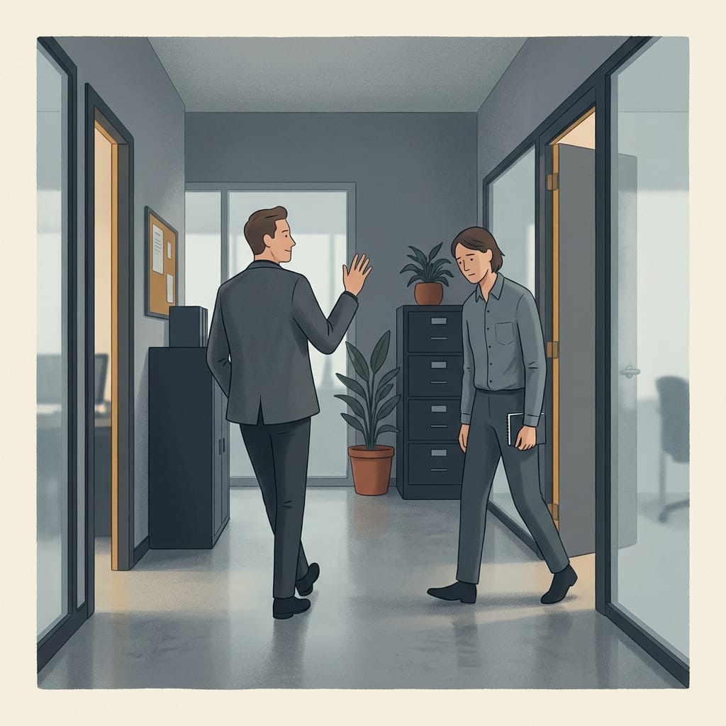 A narcissist turning away from a loyal person who has had enough
