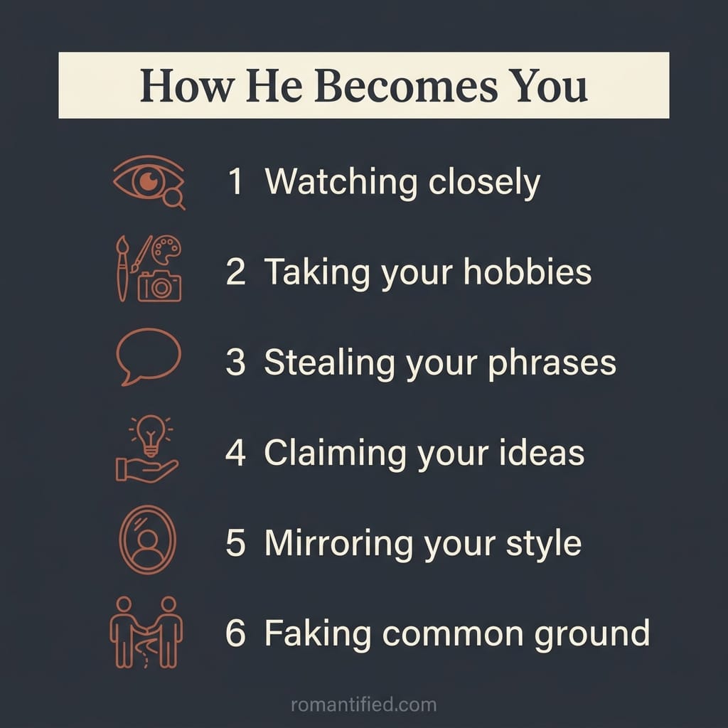 Overview of how a narcissist copies your identity