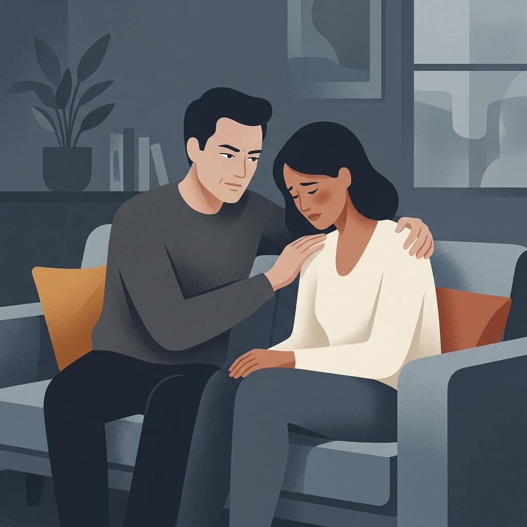 A narcissist asking gentle probing questions while the partner opens up
