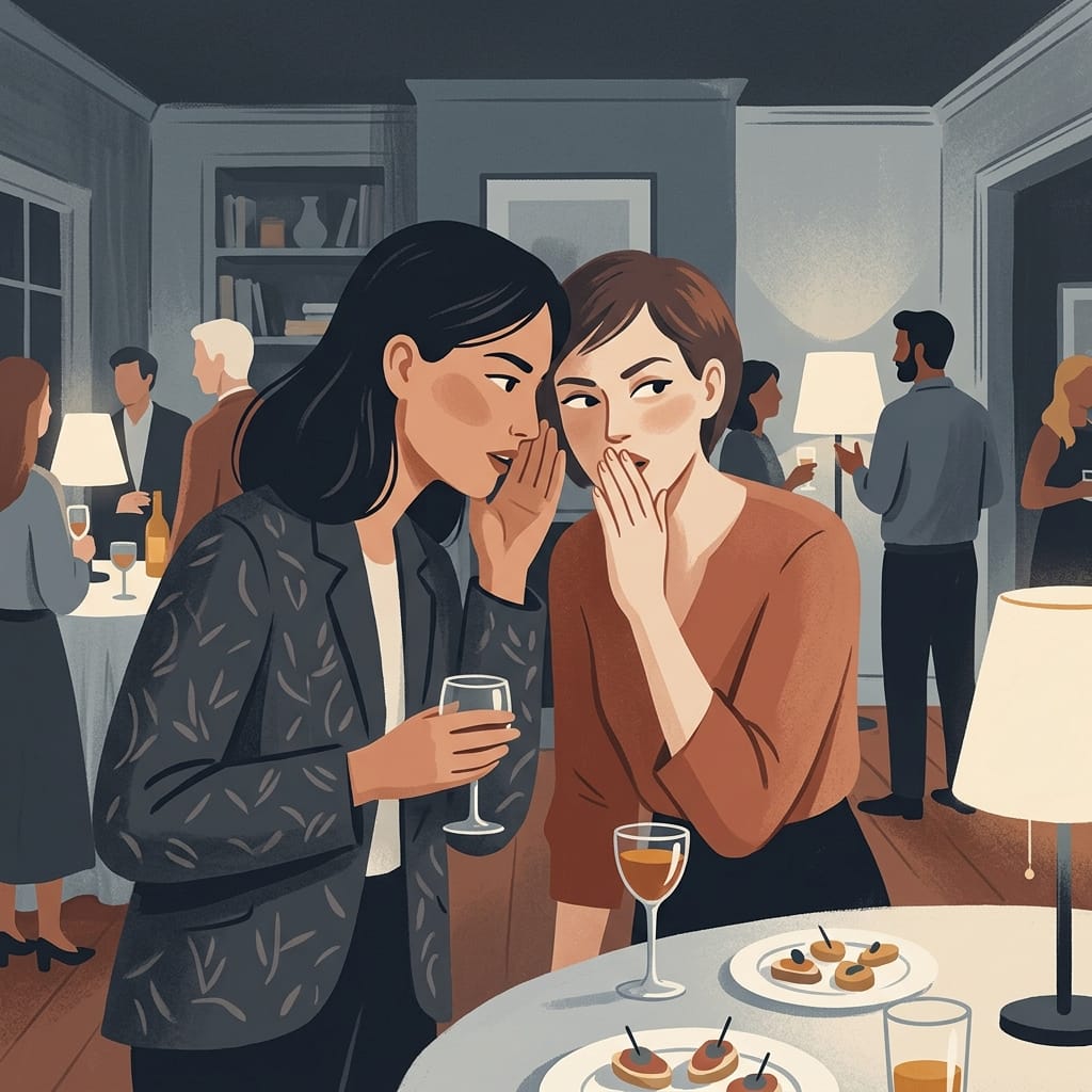 Two narcissists comparing notes about you at a gathering