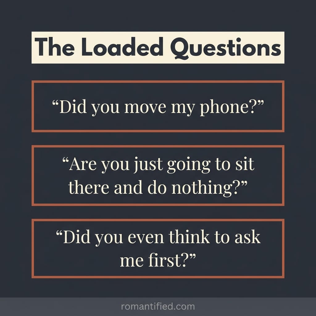 A grid of loaded questions a narcissist asks