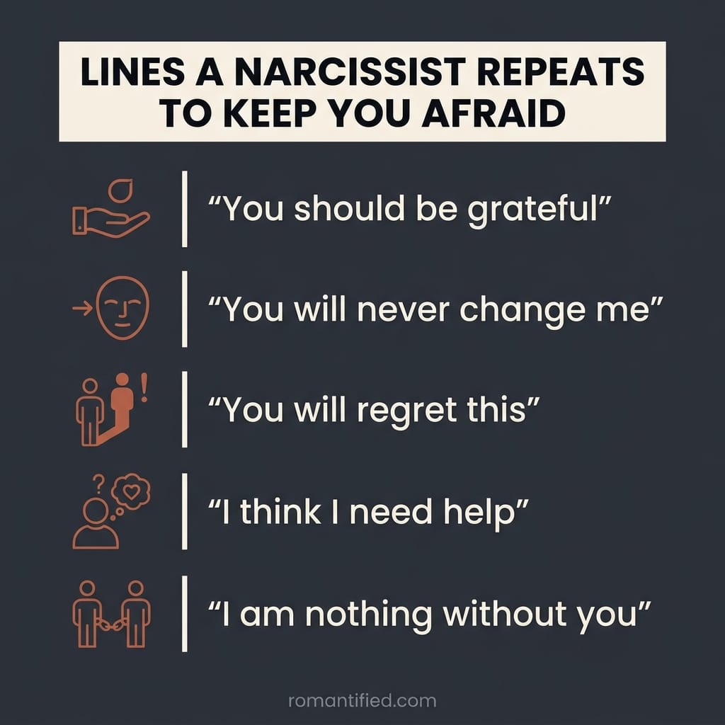 Phrases a narcissist repeats to keep you afraid