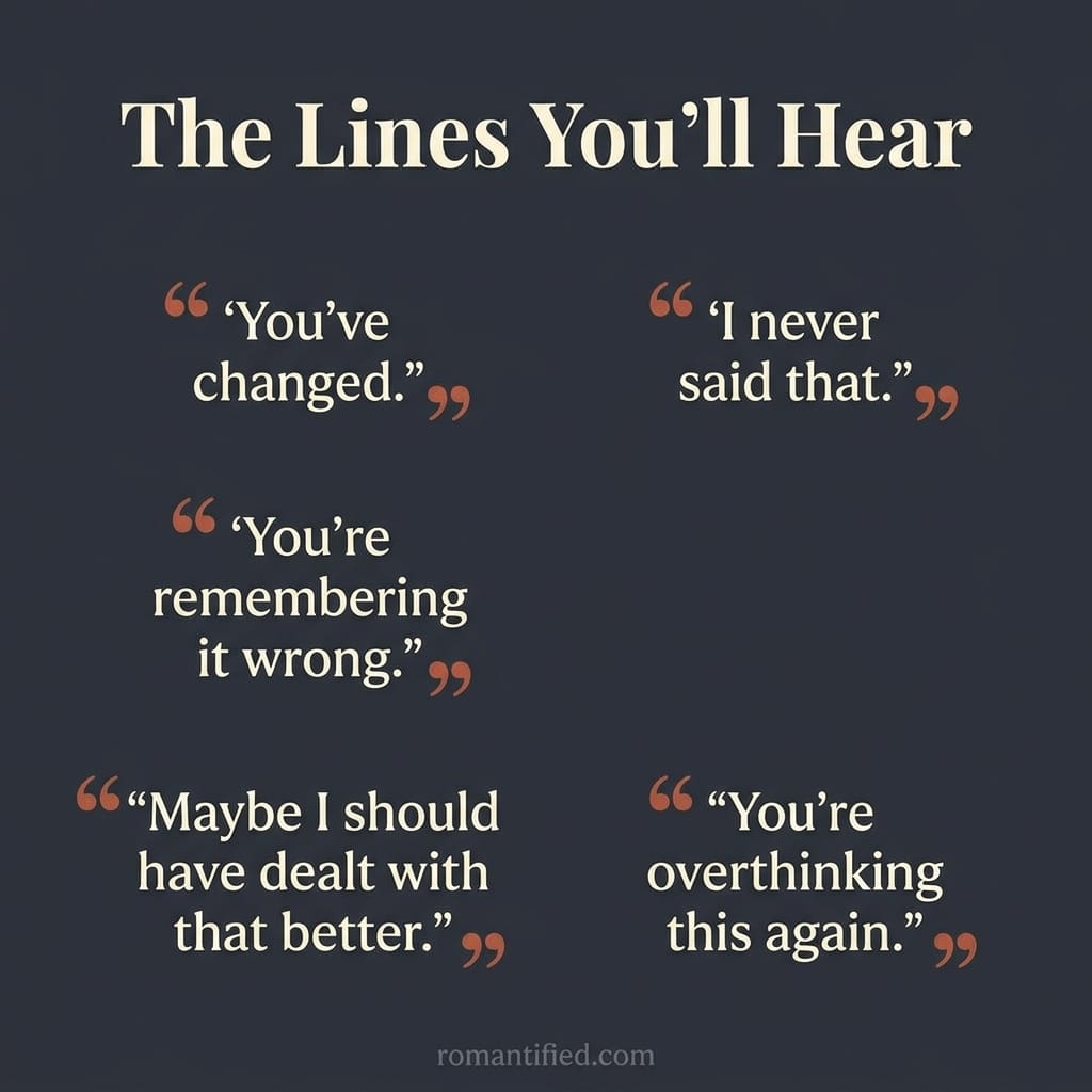 Infographic showing the exact phrases a narcissist uses when they are panicking about being exposed