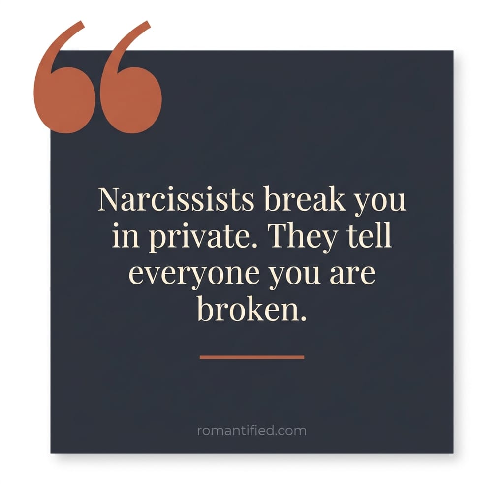 Narcissists break you in private. They tell everyone you are broken.