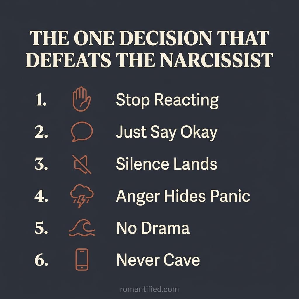 Overview infographic of the one decision that defeats the narcissist