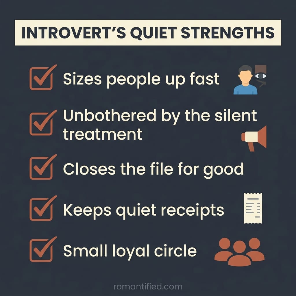 A narcissist gesturing and performing while an introvert sits still and watchful