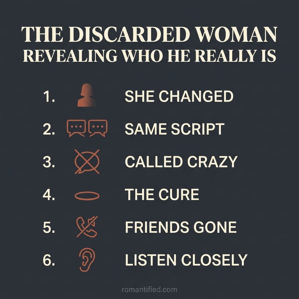 Overview infographic of what the woman a narcissist left behind reveals about him