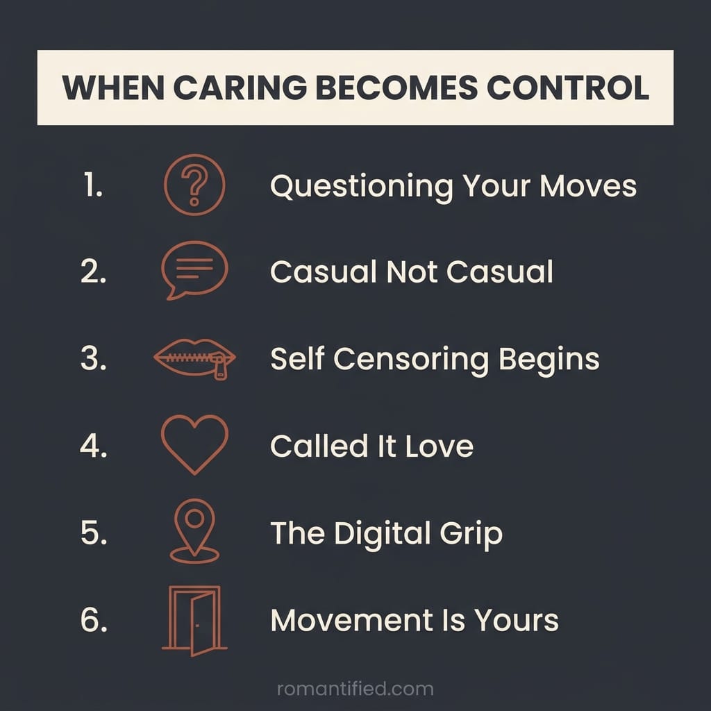 Overview infographic of how surveillance takes over a marriage