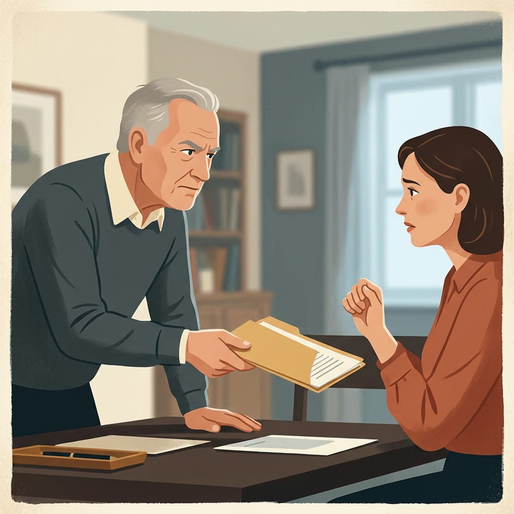 An older man pressing a woman to combine their finances