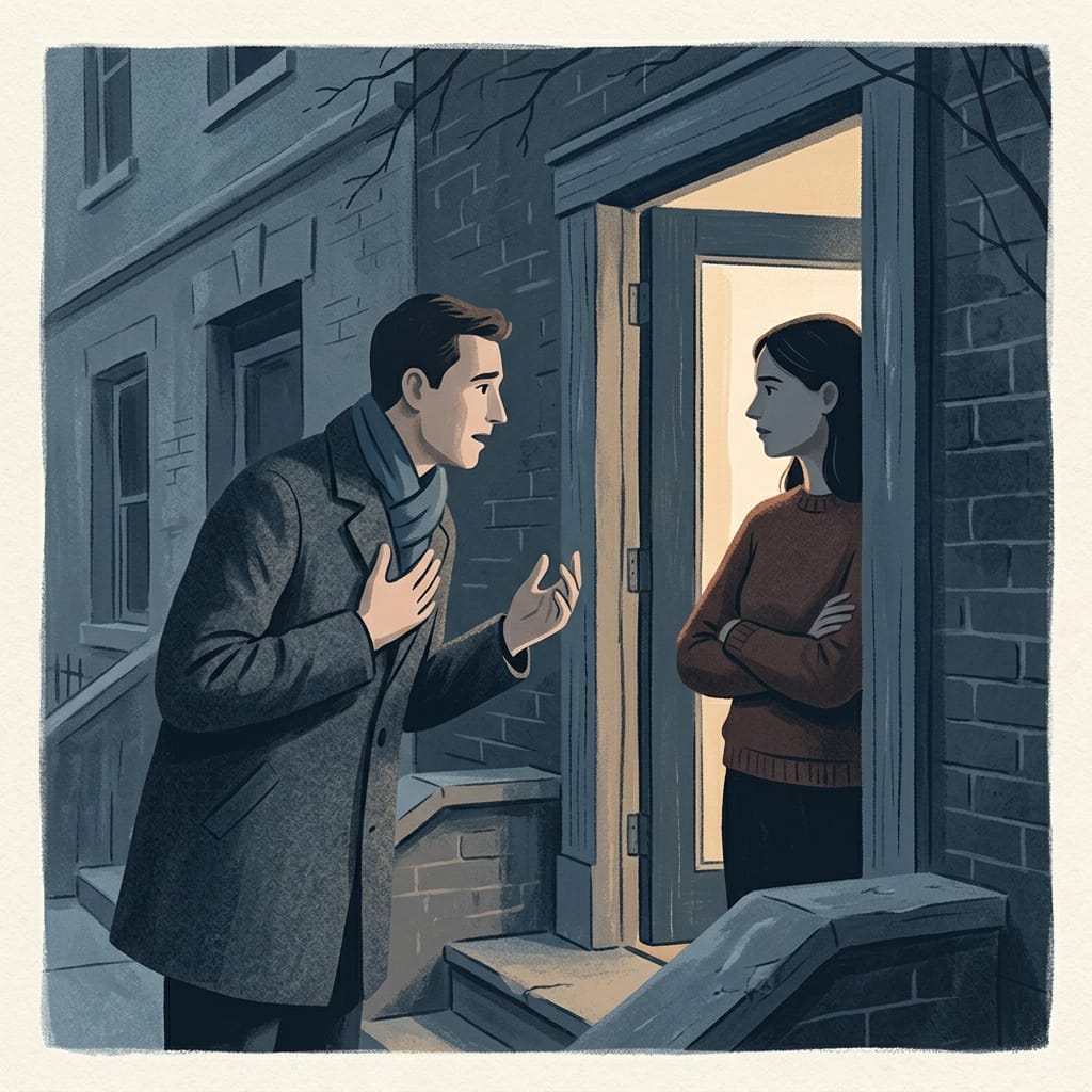 A person hesitating over a late night message at home