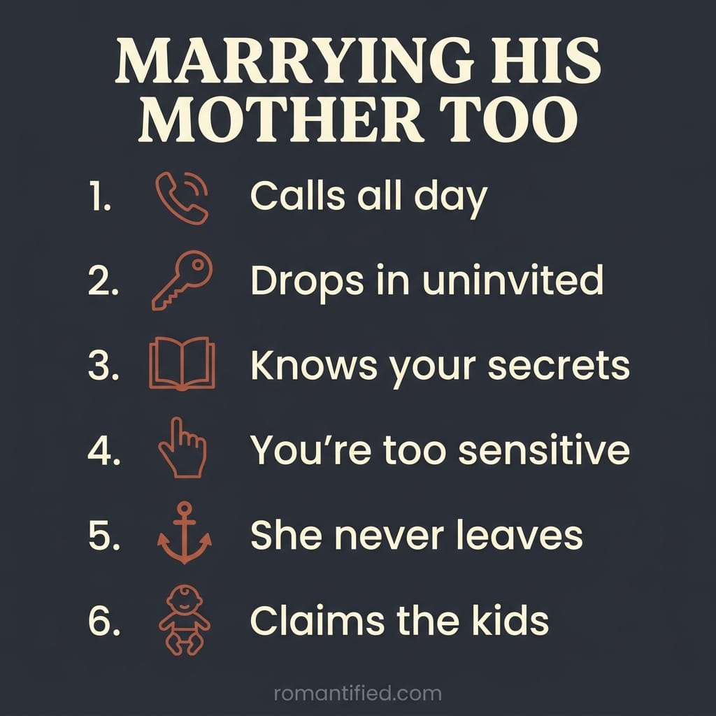 Infographic overview of the signs you married his mother too