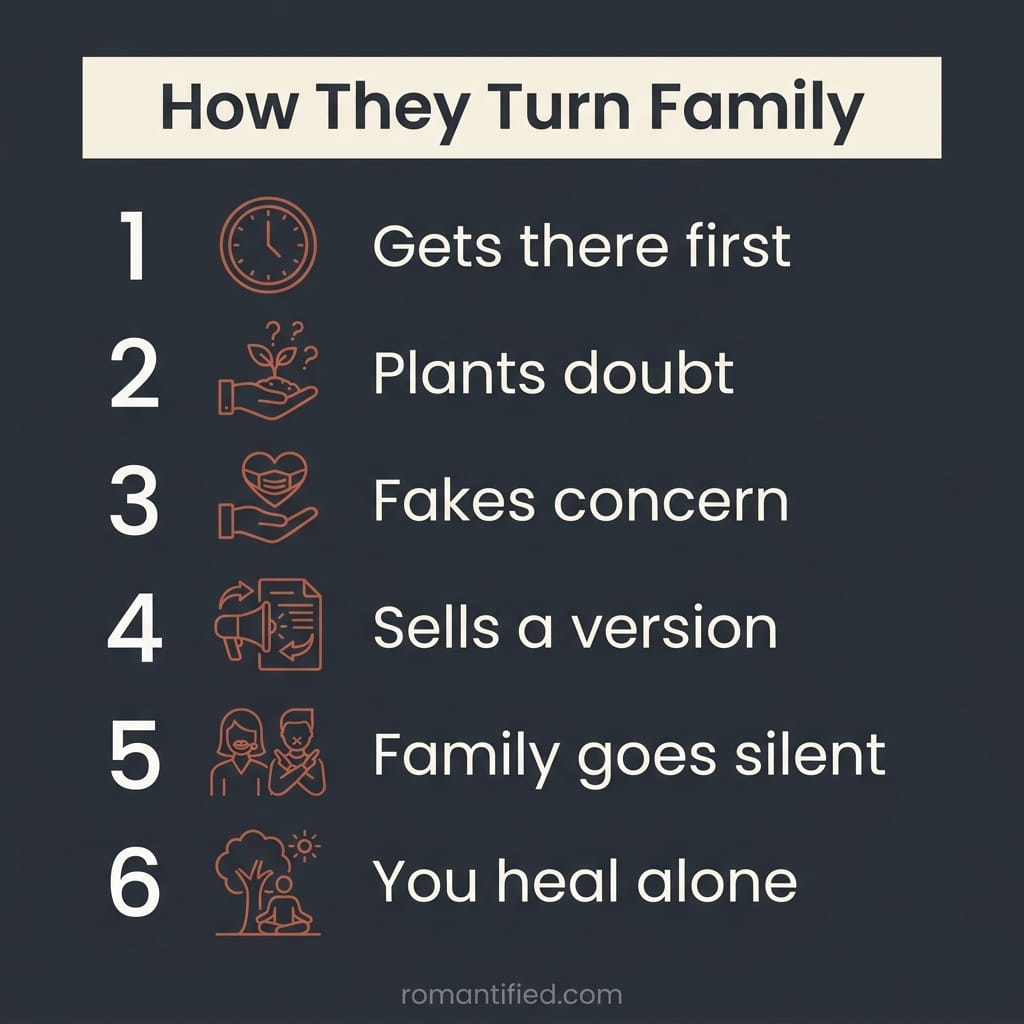 Overview of how a narcissist turns your family against you