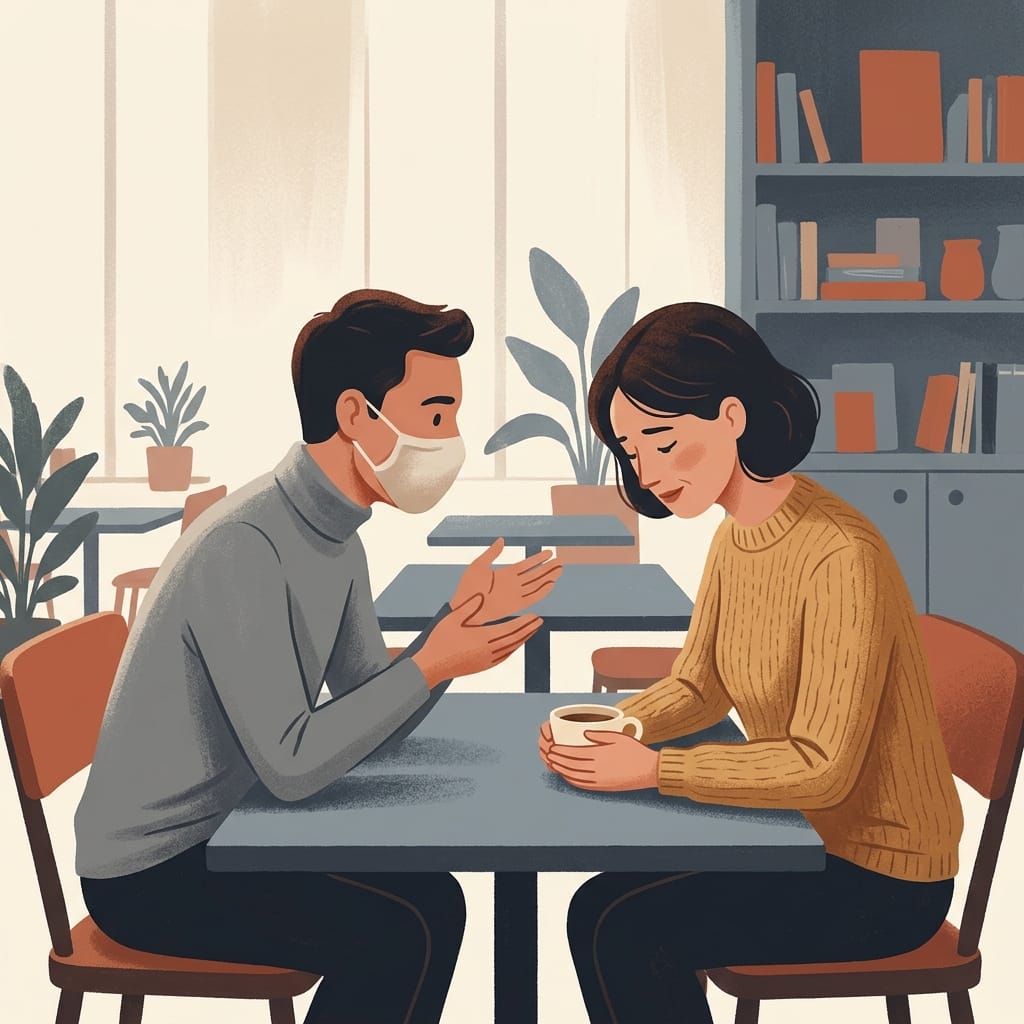 A narcissist planting seeds of doubt over coffee with your relative