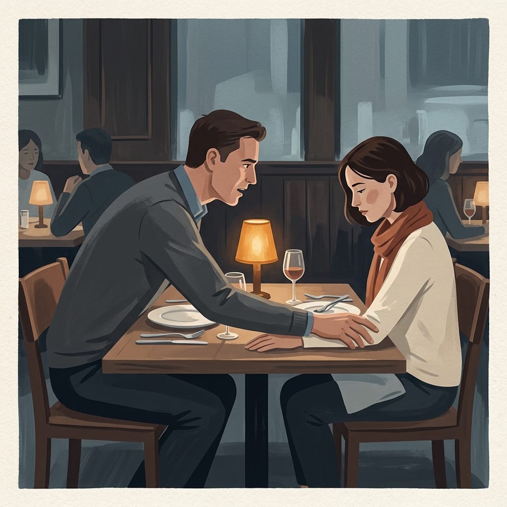 A survivor clocking a manipulator forcing intimacy at a dinner